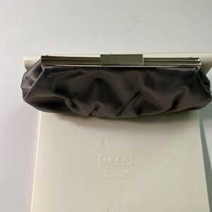 Lulu Townsend grey satin clutch, with 3 carrying options.